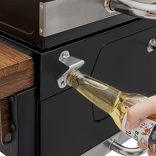 24" Charcoal Grill & BBQ Smoker with Handle and Folding Table