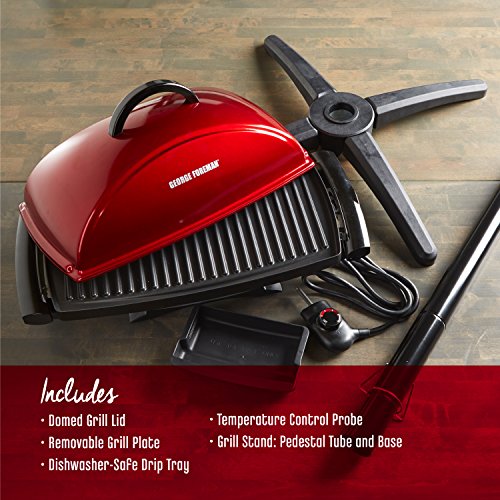 George Foreman Indoor/Outdoor Electric Grill, Red, GFO201R