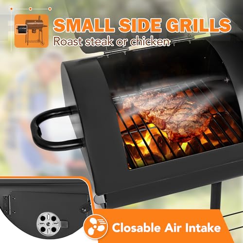 Flamaker Charcoal Grill BBQ with Side Oven