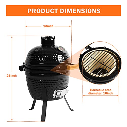 oneinmil 13" Ceramic Charcoal Grill - Multifunctional BBQ