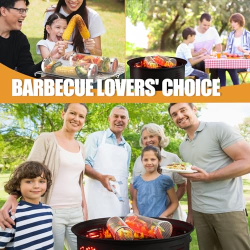 Everpeak Stainless Steel Rolling Grill Basket - Large BBQ Tools - Versatile & Convenient