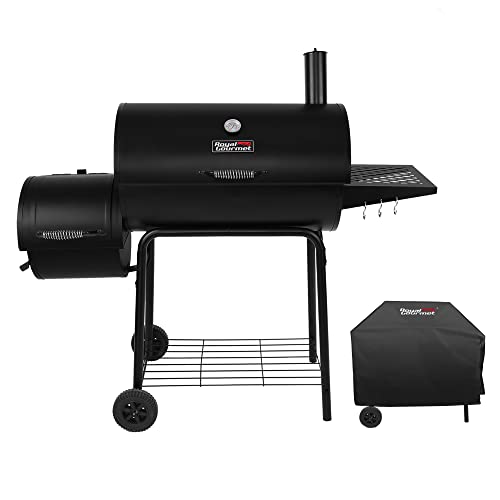 30" Barrel Charcoal Grill with Offset, Smoker & Cover
