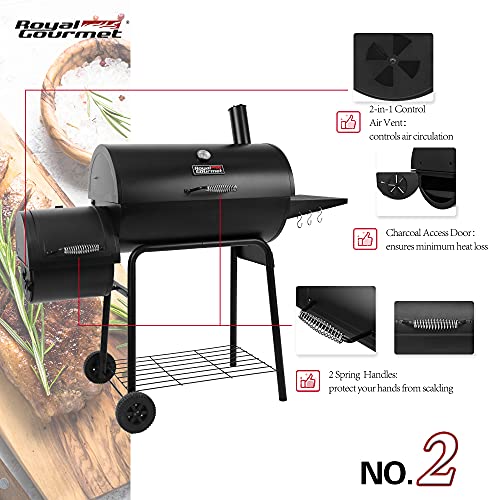 30" Barrel Charcoal Grill with Offset, Smoker & Cover