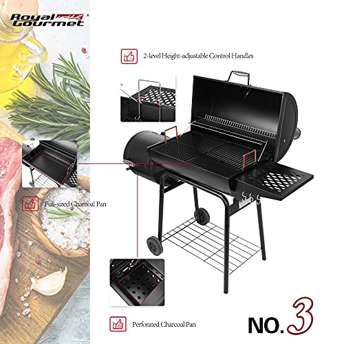 30" Barrel Charcoal Grill with Offset, Smoker & Cover