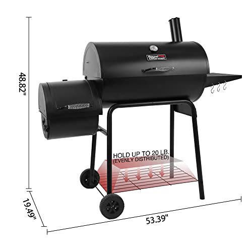 30" Barrel Charcoal Grill with Offset, Smoker & Cover