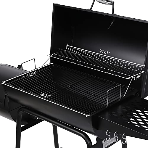 30" Barrel Charcoal Grill with Offset, Smoker & Cover
