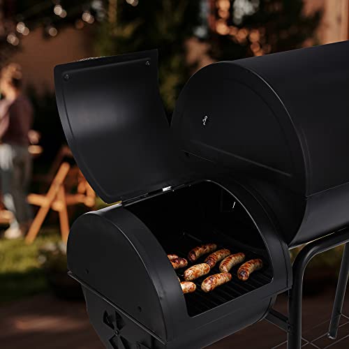 30" Barrel Charcoal Grill with Offset, Smoker & Cover