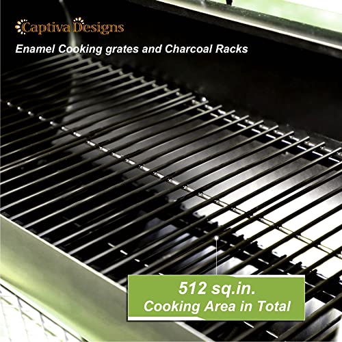 Metal Smoker & Grill Combo: 512 sq.in Cooking Area