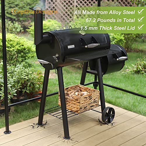 Metal Smoker & Grill Combo: 512 sq.in Cooking Area