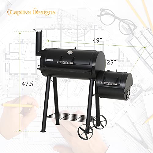 Metal Smoker & Grill Combo: 512 sq.in Cooking Area