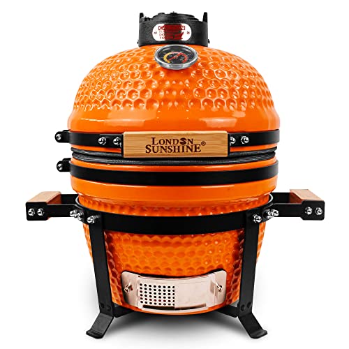 Orange Ceramic Charcoal BBQ Kamado Grill - Portable