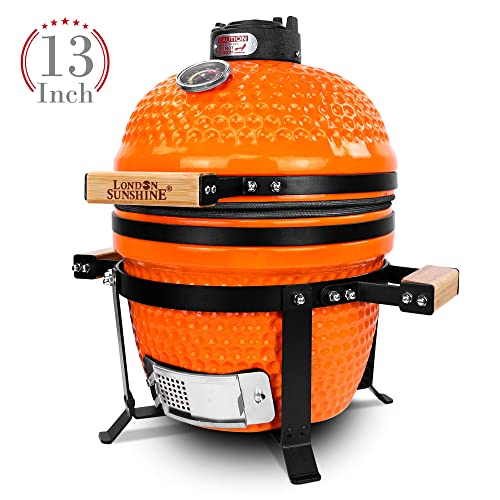 Orange Ceramic Charcoal BBQ Kamado Grill - Portable