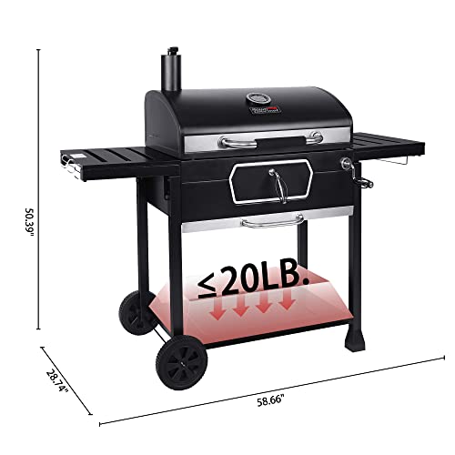 30-Inch Deluxe Charcoal BBQ Smoker Grill, Black