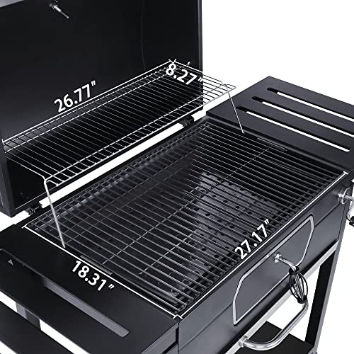 30-Inch Deluxe Charcoal BBQ Smoker Grill, Black