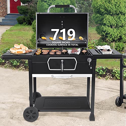 30-Inch Deluxe Charcoal BBQ Smoker Grill, Black