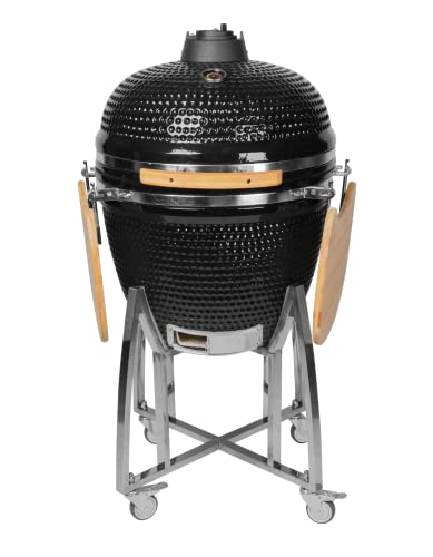 23" ExtraLarge Ceramic Kamado Grill Smoker Cooker + Trolley