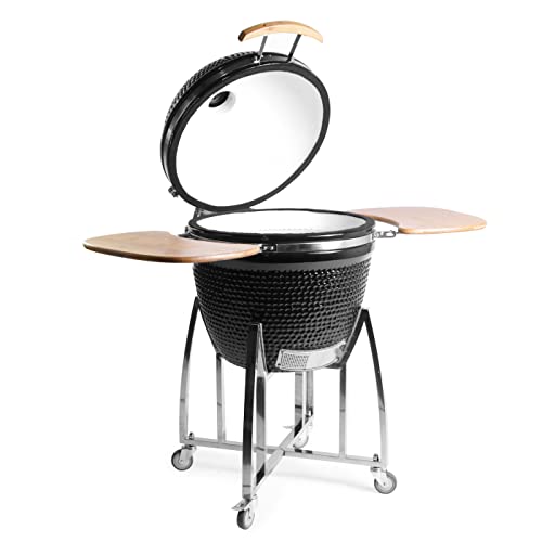 23" ExtraLarge Ceramic Kamado Grill Smoker Cooker + Trolley