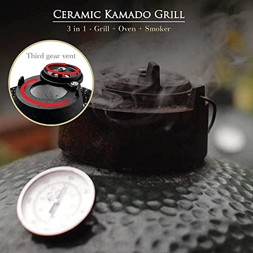 23" ExtraLarge Ceramic Kamado Grill Smoker Cooker + Trolley