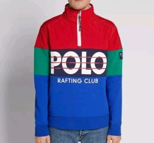 Rock Grinder Polisher Hybrid Pullover Sweater Red Navy