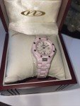 Stylish Pink Ceramic Watch with Diamond Accents
