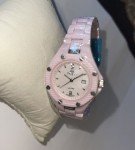 Stylish Pink Ceramic Watch with Diamond Accents