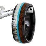 Men’s Tungsten & Ceramic Antler Turquoise Ring