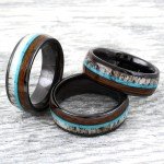 Men’s Tungsten & Ceramic Antler Turquoise Ring