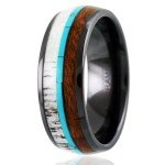 Men’s Tungsten & Ceramic Antler Turquoise Ring