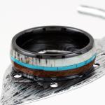 Tungsten Ceramic Men's Deer Antler Wood Band Ring