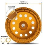 KSEIBI 9" Diamond Grinding Wheel for Angle Grinders