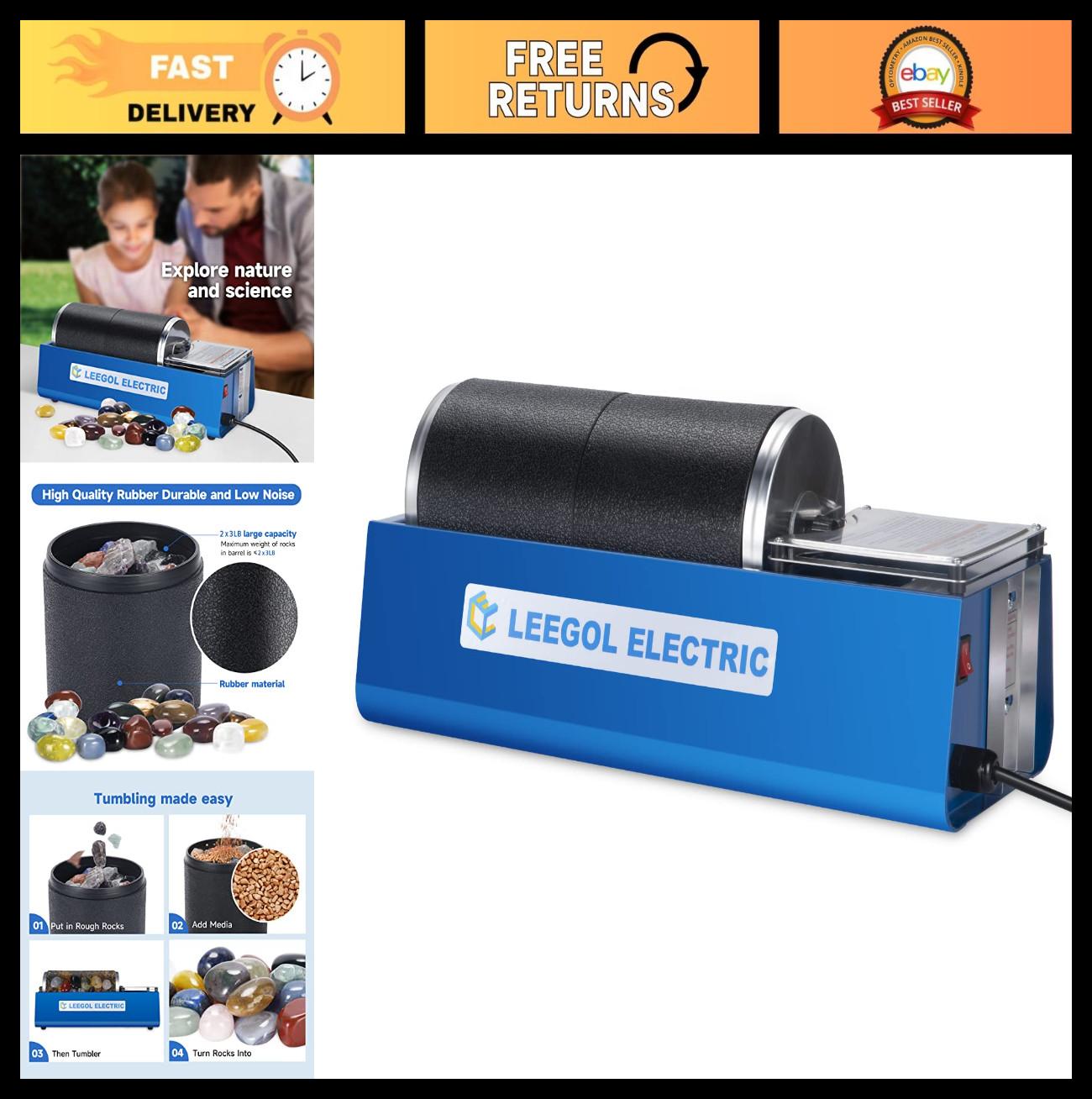 6LB Electric Rock Tumbler Double Drum Polisher