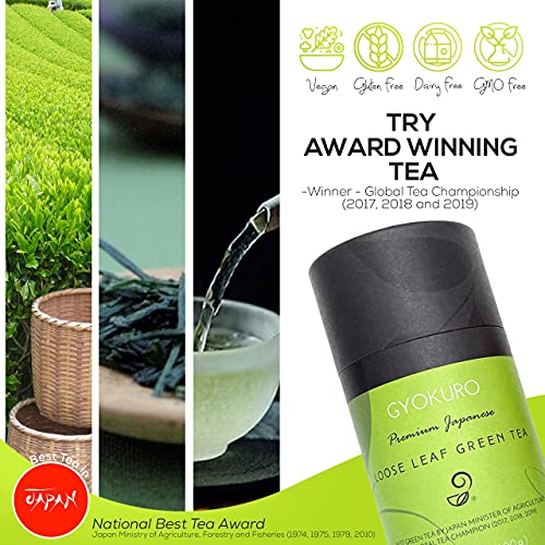 Gyokuro Japanese Green Tea - High Caffeine, Antioxidant-Rich (3.5oz)