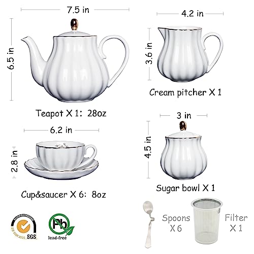 Sweejar Porcelain Tea Set with Teapot & Cups