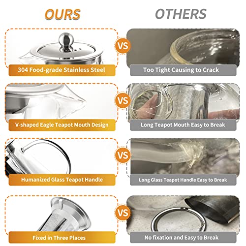 PluieSoleil Glass Teapot - 350ML - Stainless Steel Infuser
