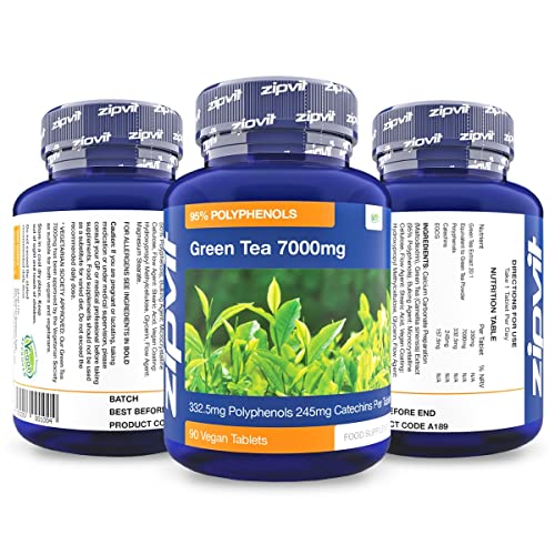7000mg Green Tea Extract, 95% Polyphenols. 90 Vegan Tablets
