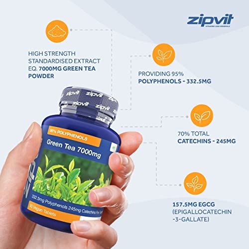 7000mg Green Tea Extract, 95% Polyphenols. 90 Vegan Tablets