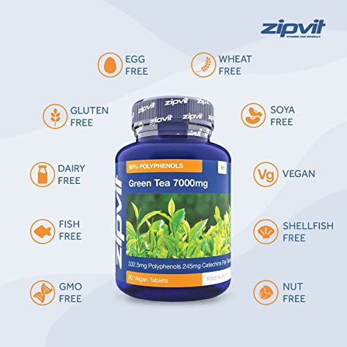 7000mg Green Tea Extract, 95% Polyphenols. 90 Vegan Tablets