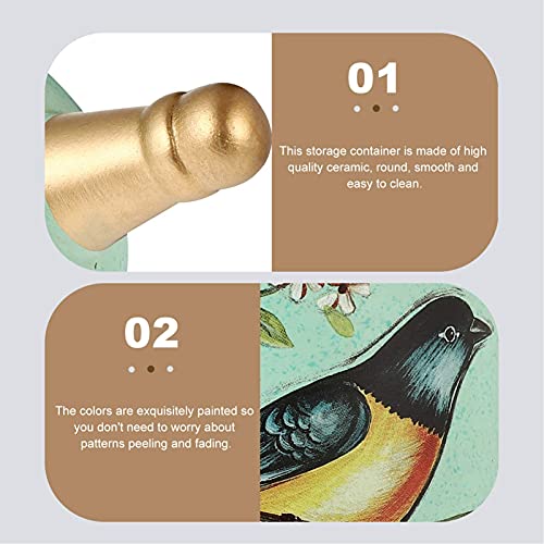 Chinese Ceramic Vintage Bird Tea Canister Green