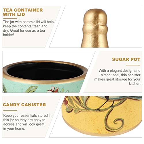 Chinese Ceramic Vintage Bird Tea Canister Green