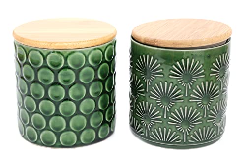 Retro Ceramic Green Tea Canister with Wooden Lid