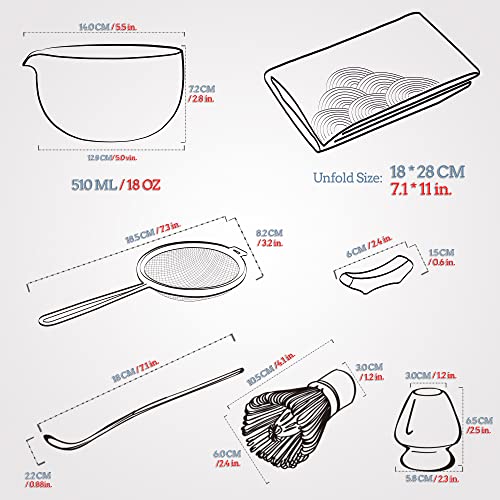 7pc Japanese Tea Set with Matcha Whisk and Bowl