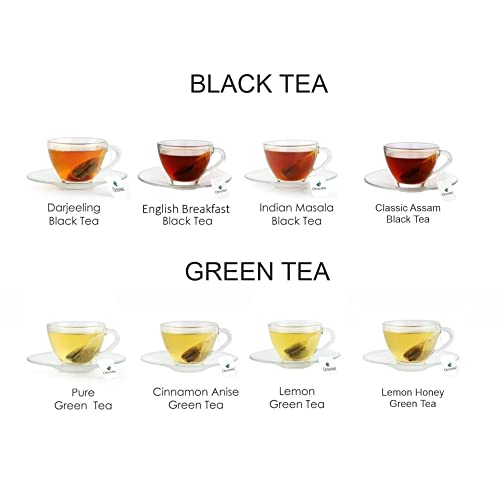 Octavius Tea Sampler Variety Pack, 3 Green & 3 Black Tea