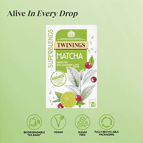 Twinings Matcha Green Tea, Cranberry & Lime, 80 Teabags