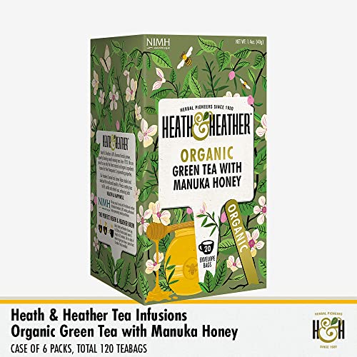 Heath & Heather Organic Green Tea - Manuka Honey (6 Packs, 120 Tea Bags)