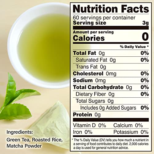 YAMASAN Genmaicha Green Tea: Japanese Low Caffeine, 60 Tea Bags
