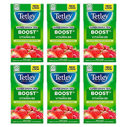 Tetley Super Green Tea Berry Burst, 6 Packs