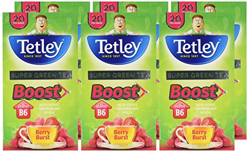 Tetley Super Green Tea Berry Burst, 6 Packs