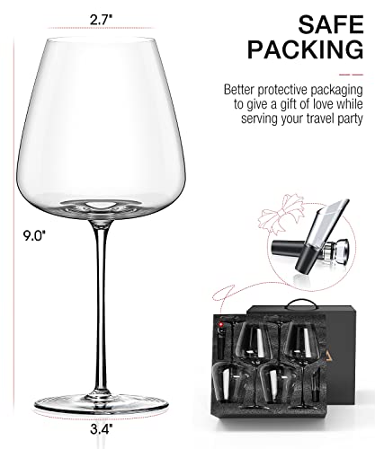 Hand-Blown Crystal Red Wine Glasses Set of 4