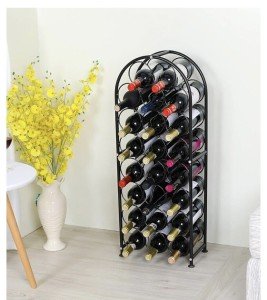 Arched Metal Freestanding Wine Rack - Black