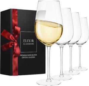 Modern Hand Blown White Wine Glasses (8 words)